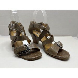 Paul Green Brown Taupe Strappy Open‎ Toe Buckle Sandal Size 5/ US 7.5